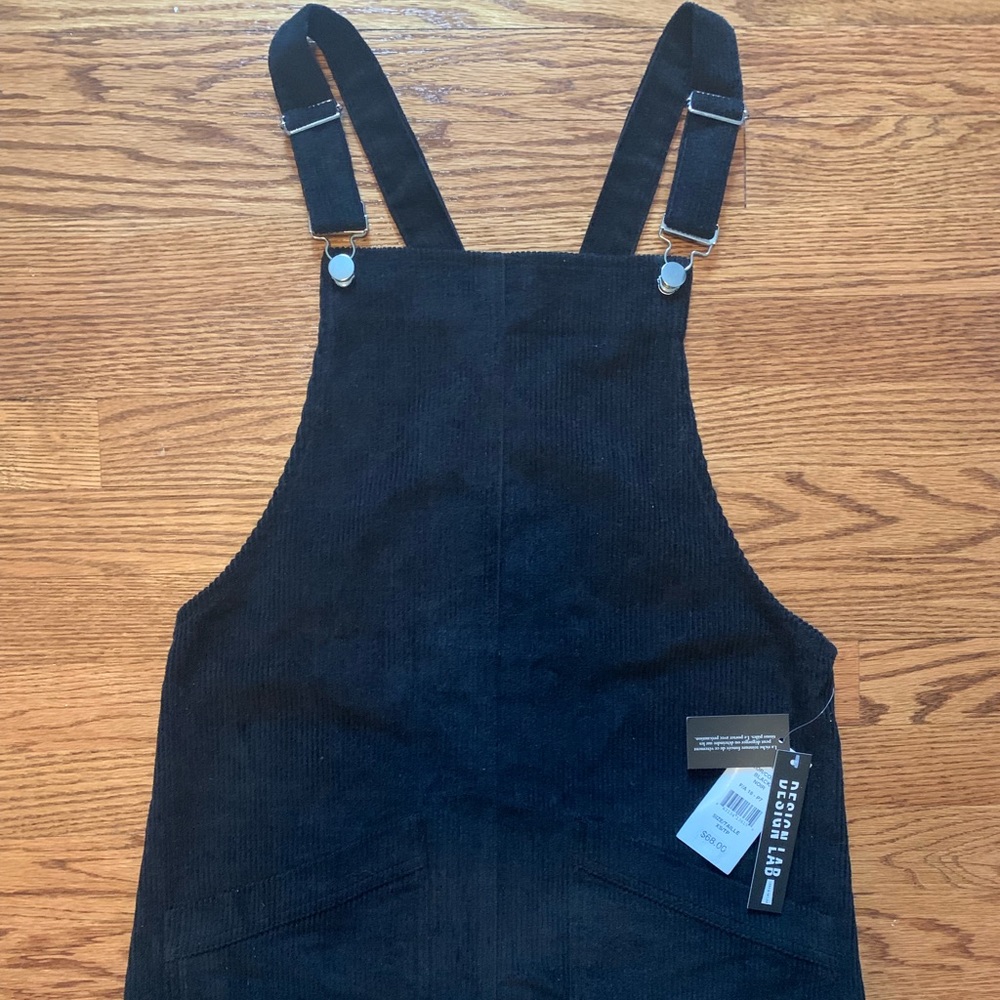 (Brand New!) Black Corduroy Overall Dress